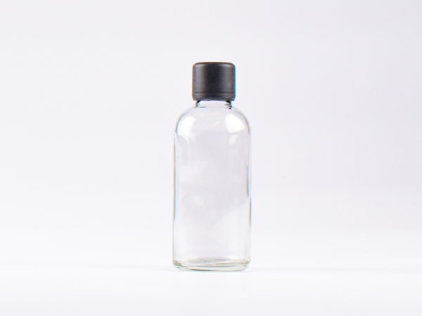 Klarglasflasche 100ml, mit Schraubverschluss & Giessring